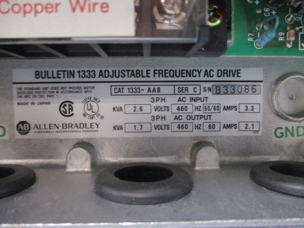 ALLEN BRADLEY 1333-AAB SER. C 460VAC 3.3A (BR/YL) NSMP