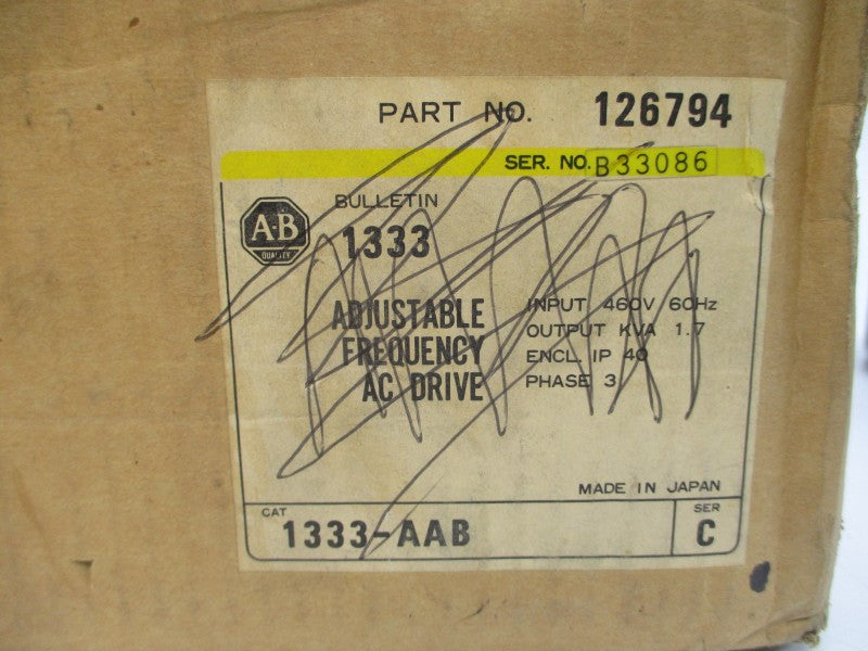ALLEN BRADLEY 1333-AAB SER. C 460VAC 3.3A (BR/YL) NSMP