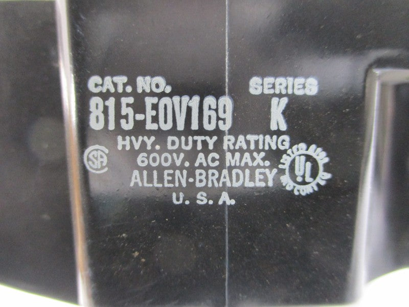 ALLEN BRADLEY 815-EOV169 SER. K 600VAC (BR/WH) NSMP