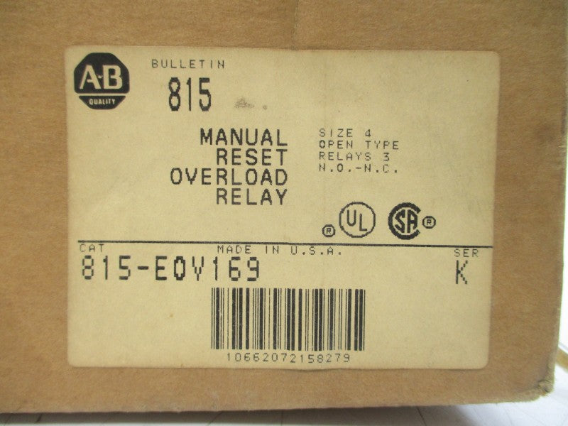ALLEN BRADLEY 815-EOV169 SER. K 600VAC (BR/WH) NSMP