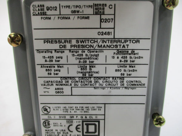 SQUARE D 9012GBW1 SER. C 220.0PSI NSMP