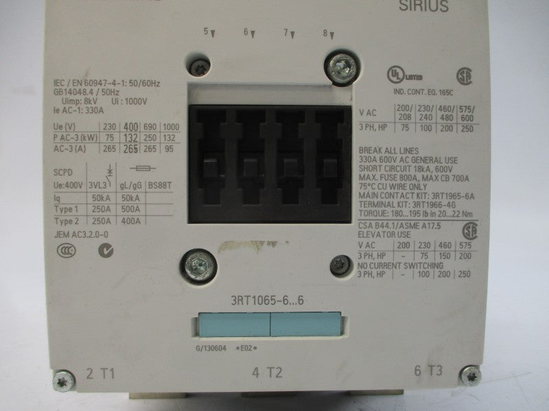 SIEMENS 3RT1065-6AD36 42-48VDC 330A NSNP