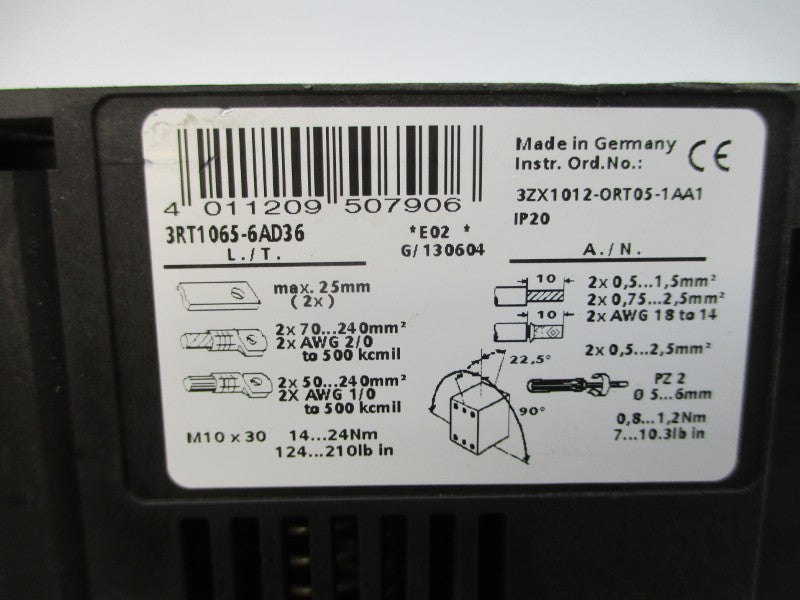 SIEMENS 3RT1065-6AD36 42-48VDC 330A NSNP