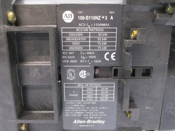 ALLEN BRADLEY 100-B110NZ7143 SER. A 24VDC 160A NSNP