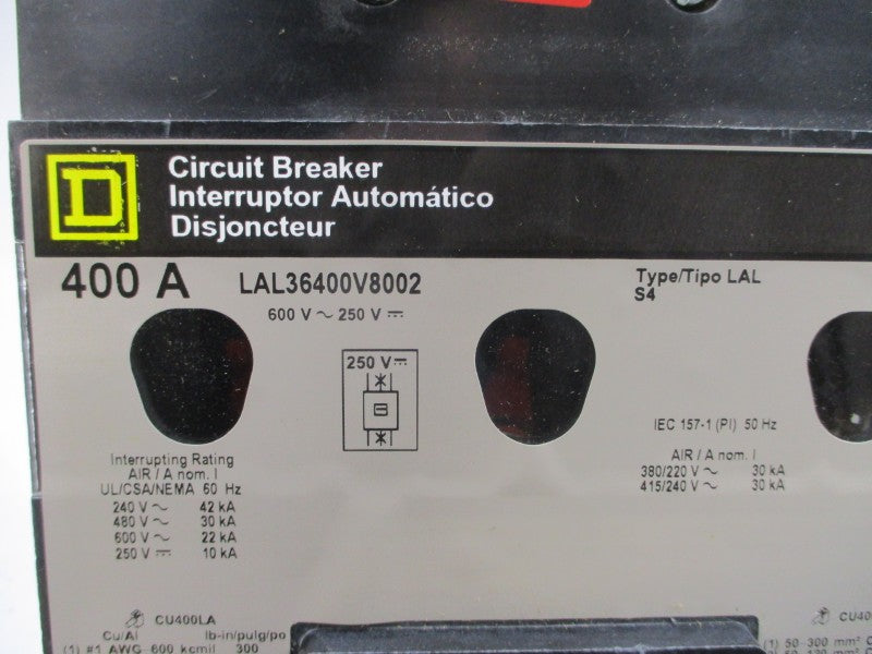 SQUARE D LAL36400V8002 SER. 4 600V 400A NSMP