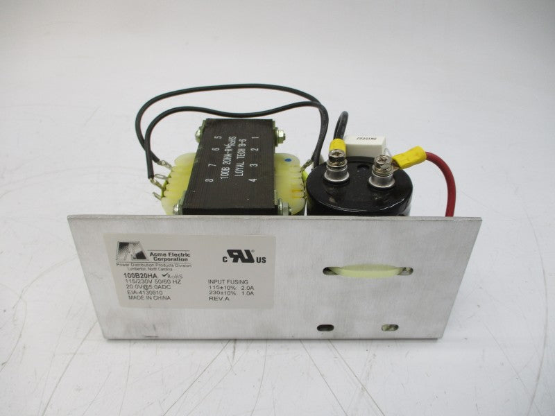 ACME ELECTRIC 100B20HA 115/230V 1.0/2.0A REV. A NSMP
