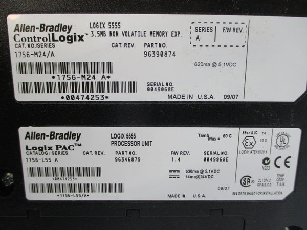 ALLEN BRADLEY 1756-L55M24 SER. A F/W 1.4 24VDC NSMP