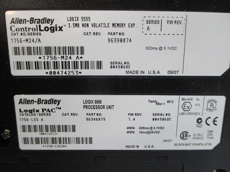 ALLEN BRADLEY 1756-L55M24 SER. A F/W 1.4 24VDC NSMP