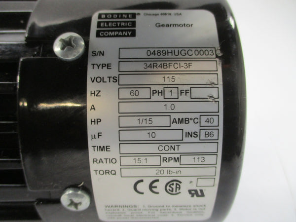 BODINE ELECTRIC 34R4BFCI-3F 115V 1.0A NSNP