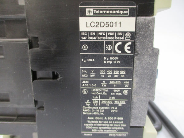 TELEMECANIQUE LC2D5011G6 120V 80A NSMP