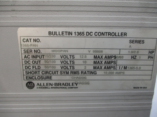ALLEN BRADLEY 1365-PAN SER. A 115/230VAC 12.5A UNMP