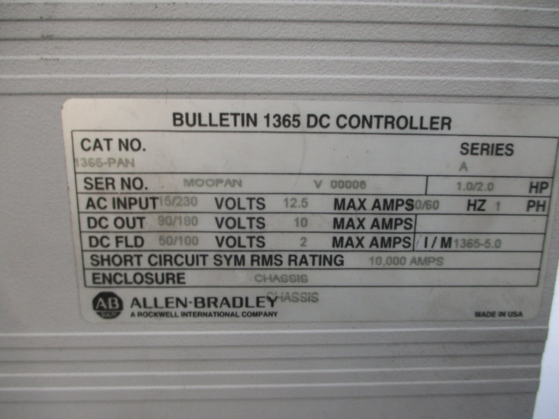 ALLEN BRADLEY 1365-PAN SER. A 115/230VAC 12.5A UNMP