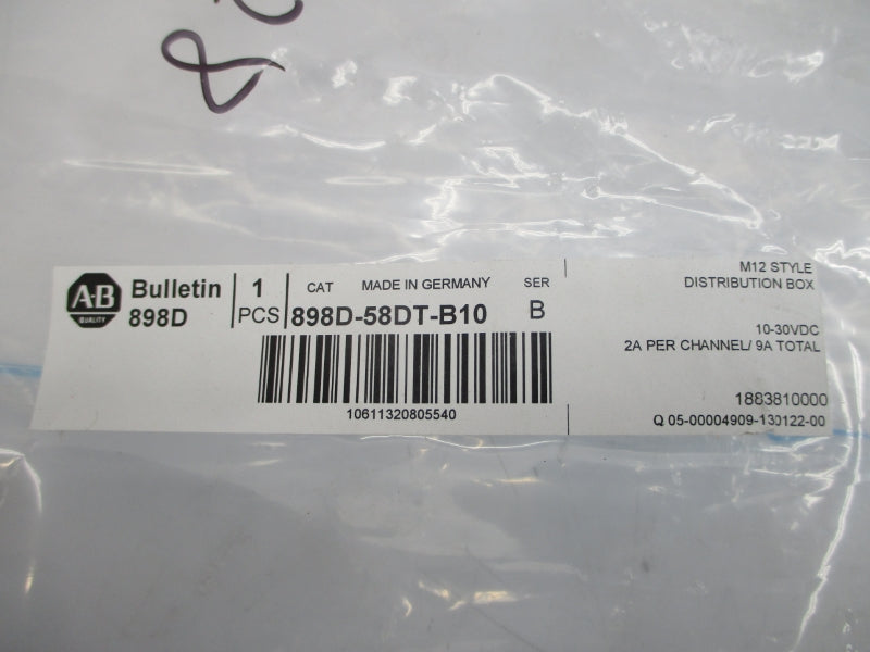 ALLEN BRADLEY 898D-58DT-B10 SER. B 10-30VDC NSMP