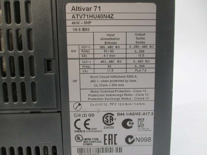 SCHNEIDER ELECTRIC ATV71HU40N4Z 380-480V 14.1A UNMP
