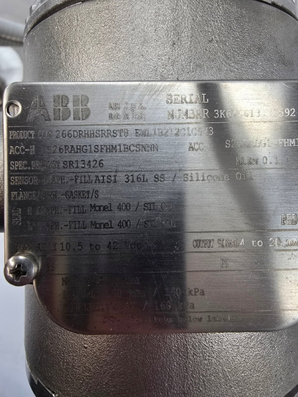 ABB 2600T 266DRHHSRRST8 EWL1B2I2C1C5H3 10.5-42VDC 0/10PSI REV. 0.1.1 NSNP