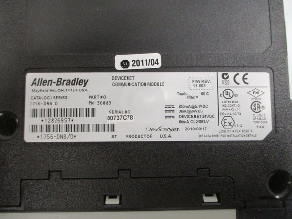 ALLEN BRADLEY 1756-DNB SER. D F/W 11.003 24VDC REMAN