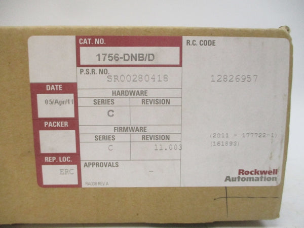 ALLEN BRADLEY 1756-DNB SER. D F/W 11.003 24VDC REMAN