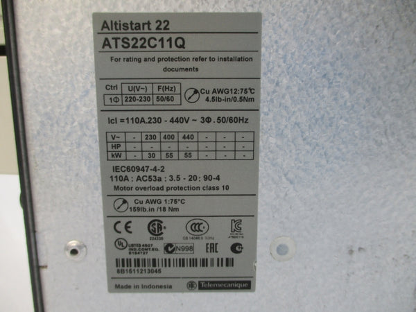 SCHNEIDER ELECTRIC ATS22C11Q 230-440V 110A UNMP