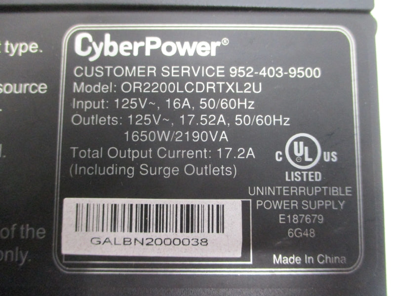 CYBER POWER OR2200LCDRTXL2U 125V 16A NSMP