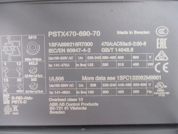ABB PSTX470-690-70 1SFA898216R7000 100-250VAC 141-470A NSMP