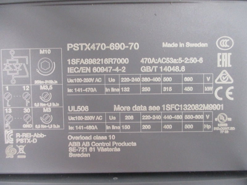 ABB PSTX470-690-70 1SFA898216R7000 100-250VAC 141-470A NSMP