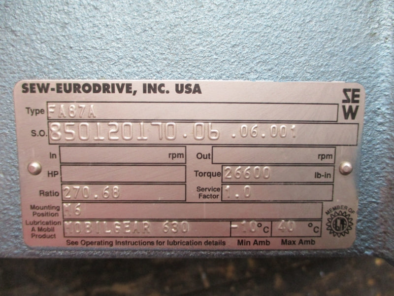SEW-EURODRIVE FA87A NSNP