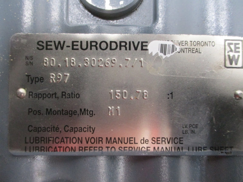 SEW-EURODRIVE R97 R97DT100LS4BMG4HFUR15 230/460V 8.6/4.3A NSNP