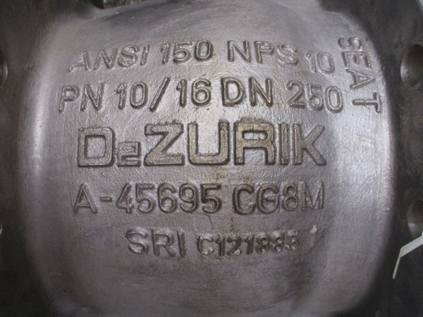 DEZURIK BALL VALVE 9624805R006 B16.34 A-45695CG8M SIZE 10 150PSI NSNP