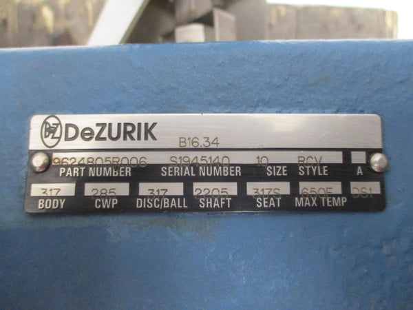 DEZURIK BALL VALVE 9624805R006 B16.34 A-45695CG8M SIZE 10 150PSI NSNP