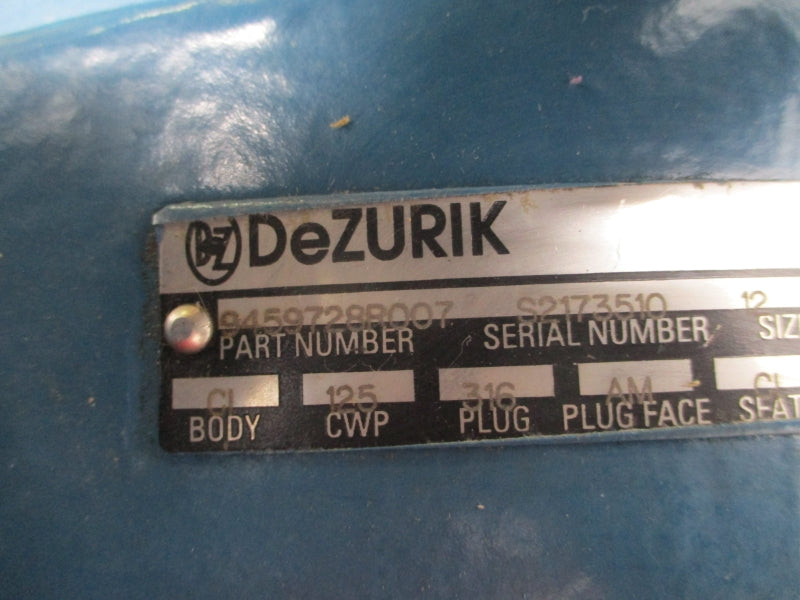 DEZURIK PLUG VALVE 9459728R007 SIZE 12 NSNP