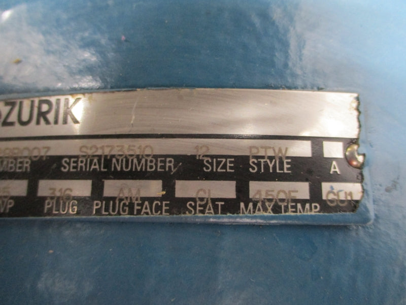 DEZURIK PLUG VALVE 9459728R007 SIZE 12 NSNP