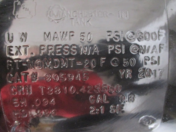 ASME MANCHESTER TANK 305945 50PSI 300'F NSNP