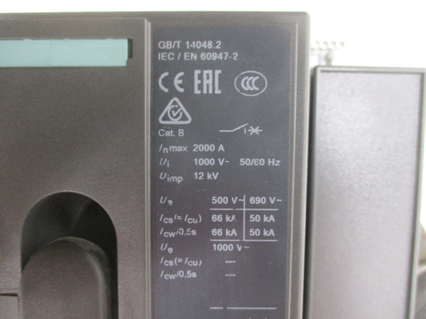 SIEMENS 3WL1220-2EB32-5AM2-Z+U01+A61+T40+S07+22 1000V 2000A NUPI
