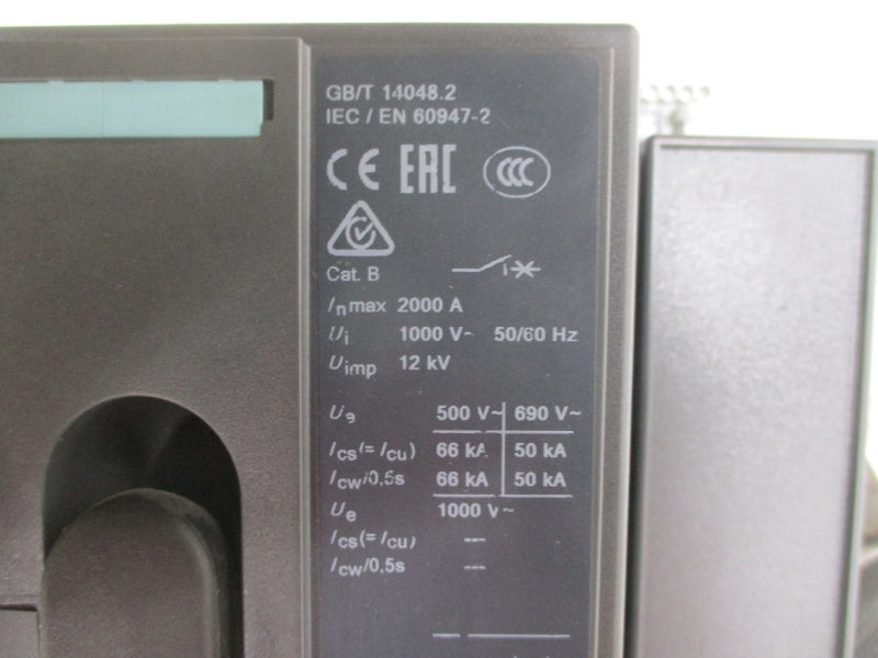 SIEMENS 3WL1220-2EB32-5AM2-Z+U01+A61+T40+S07+22 1000V 2000A NUPI