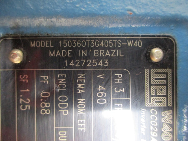 WEG 150HP 460V 3PH 3552RPM 150360T3G405TS-W40 460V 167A NSMP