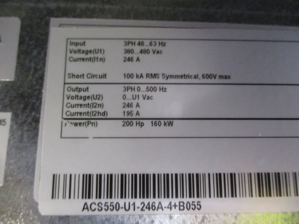ABB ACS550-U1-246A-4+B055 380-480VAC 246A NSNP