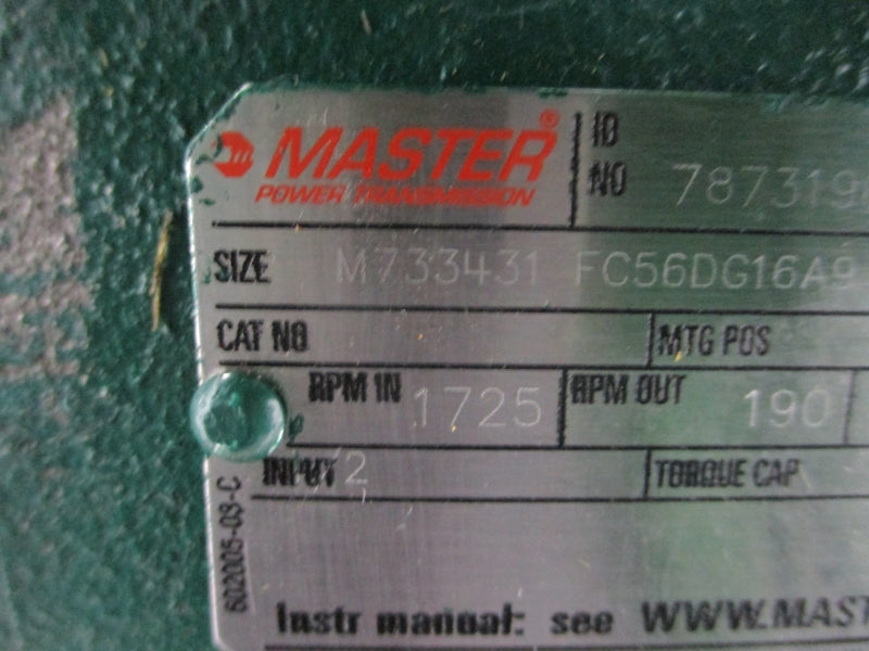 MASTER POWER TRANSMISSION 119103.00 C6T17FZ118A 7873196001FS 208-230/460V 2.3-2.4/1.2A NSNP