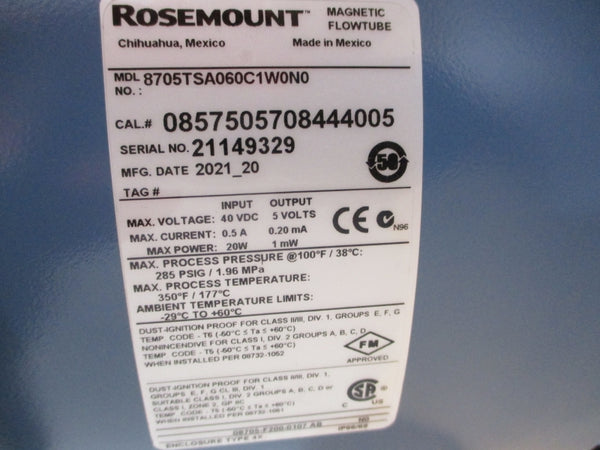 ROSEMOUNT 8705TSA060C1W0N0 40VDC 0.5A 285PSI NSMP