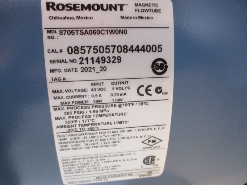 ROSEMOUNT 8705TSA060C1W0N0 40VDC 0.5A 285PSI NSMP