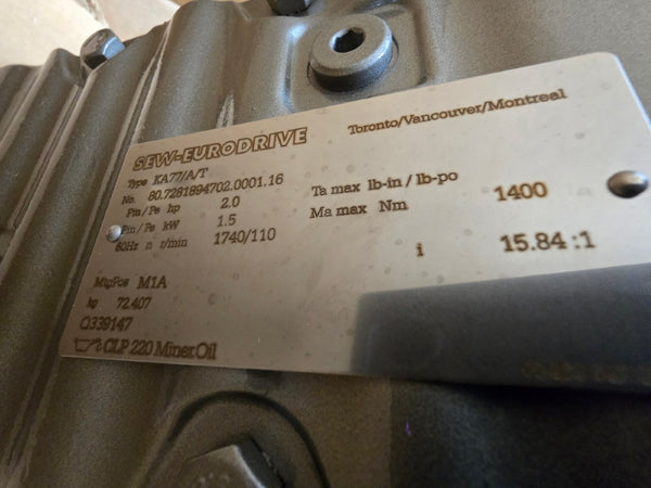 SEW-EURODRIVE KA77/TDRE90L4 KA77/A/T 230/460V 5.70/2.85A NSNP