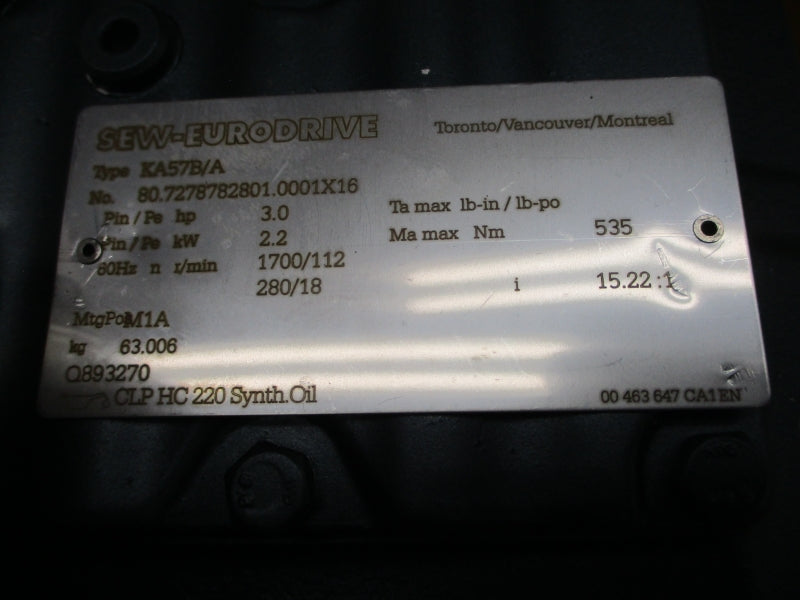 SEW-EURODRIVE KA57BDRE100L4/MM22 KA57B/A 380-500V 4.30A NSNP