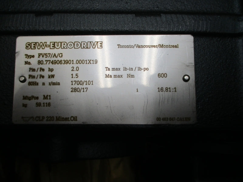 SEW-EURODRIVE FV57/GDRN90L4/BE2HR/MM15* FV57/A/G 380-500V 3.00A NSNP