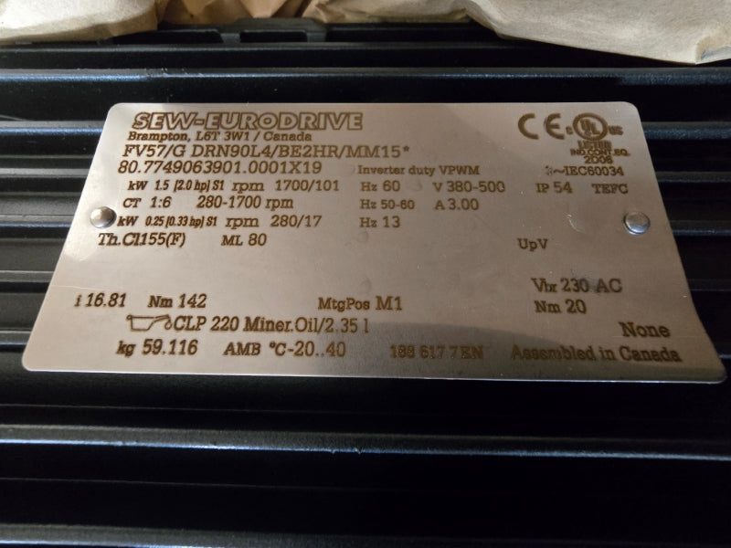 SEW-EURODRIVE FV57/GDRN90L4/BE2HR/MM15* FV57/A/G 380-500V 3.00A NSNP