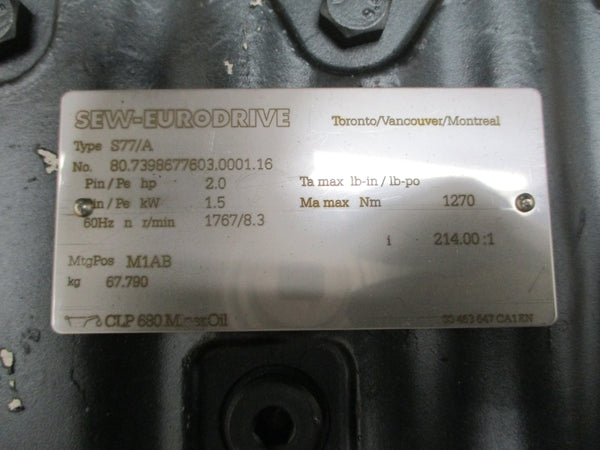 SEW-EURODRIVE S77DRN90L4 S77/A 230/460V 6.00/3.00A NSNP