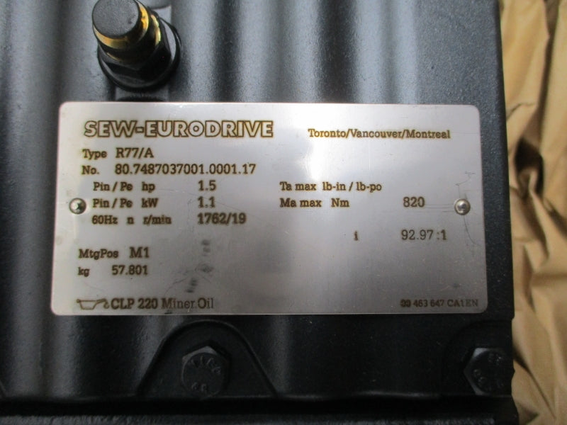 SEW-EURODRIVE R77DRN90S4/BE2HR R77/A 230/460V 4.60/2.30A NSNP