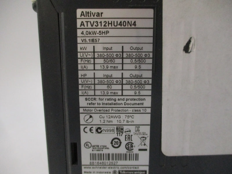 SCHNEIDER ELECTRIC ATV312HU40N4 380-500V 13.9A UNMP