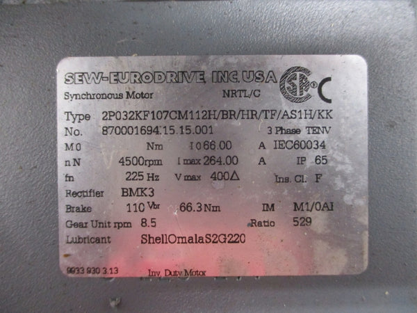 SEW-EURODRIVE 2P032KF107CM112H/BR/HR/TF/AS1H/KK 400V 66.00/264.00A NSNP