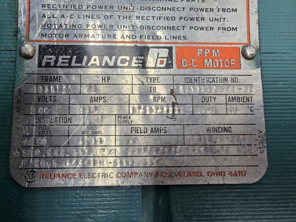 RELIANCE 75HP 403ATZ 6UA843226T1-GZ 240V 257A (AS PICTURED) NSNP