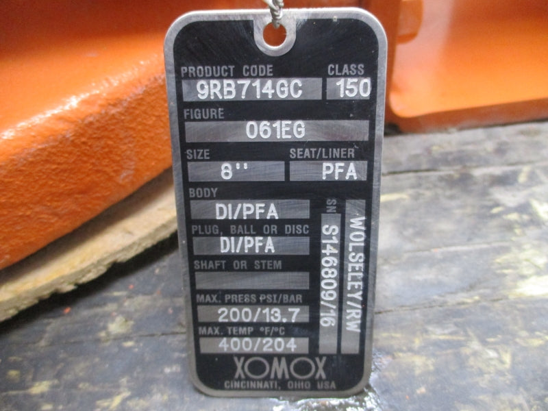 XOMOX PLUG VALVE 9RB714GC 061EG 200PSI 8" NSNP
