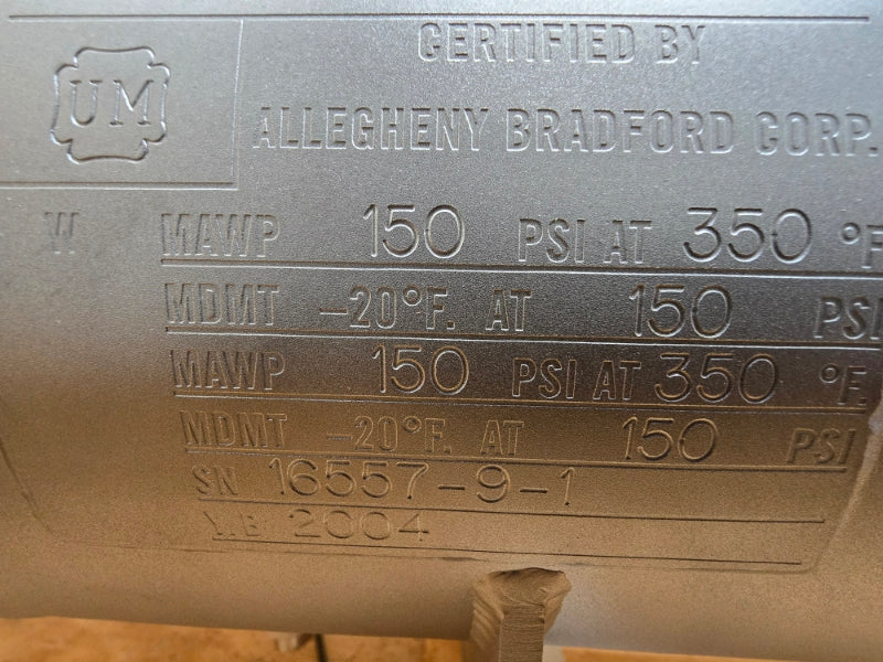 ALLEGHENY BRADFORD HE046200 8674931-0G 150PSI 350'F NSNP